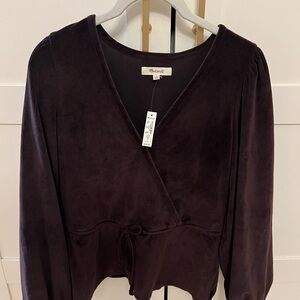 Madewell Women's Dark Plum Wrap Blouse